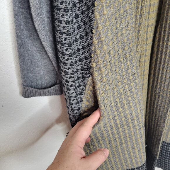 MaxSport Open Front Knit Color Block Long Sweater Cardigan Size XL with Pockets - Picture 7 of 9